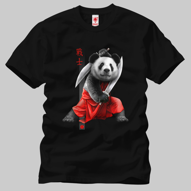 TSEC193101, Crazy, Panda Swords, Baskılı Erkek Tişört