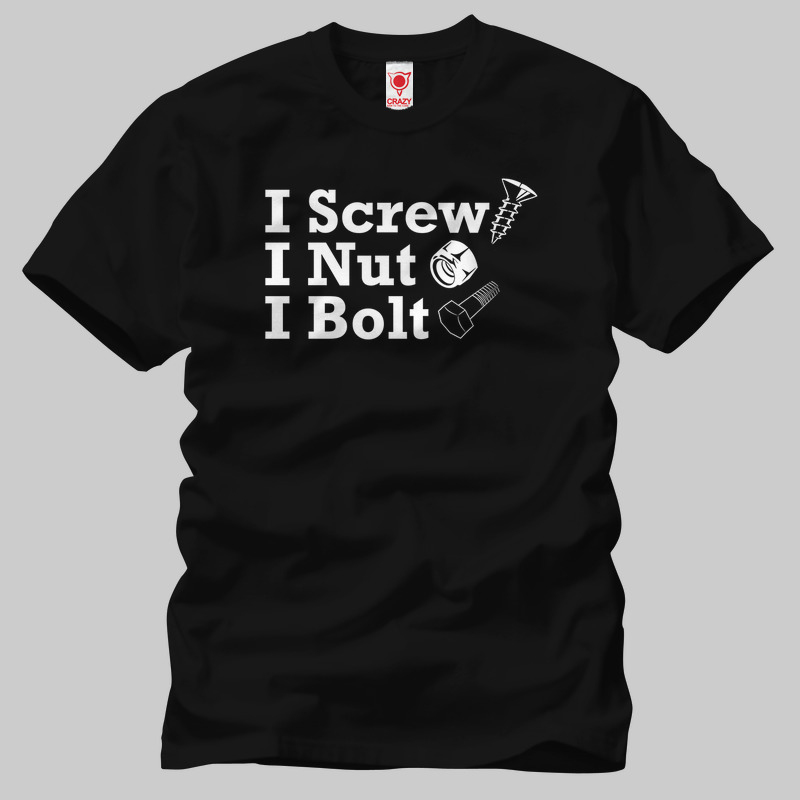TSEC195601, Crazy, Screw Nut Bolt, Baskılı Erkek Tişört