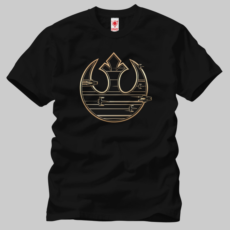 TSEC198101, Crazy, Star Wars Gold Rebel Alliance Logo, Baskılı Erkek Tişört