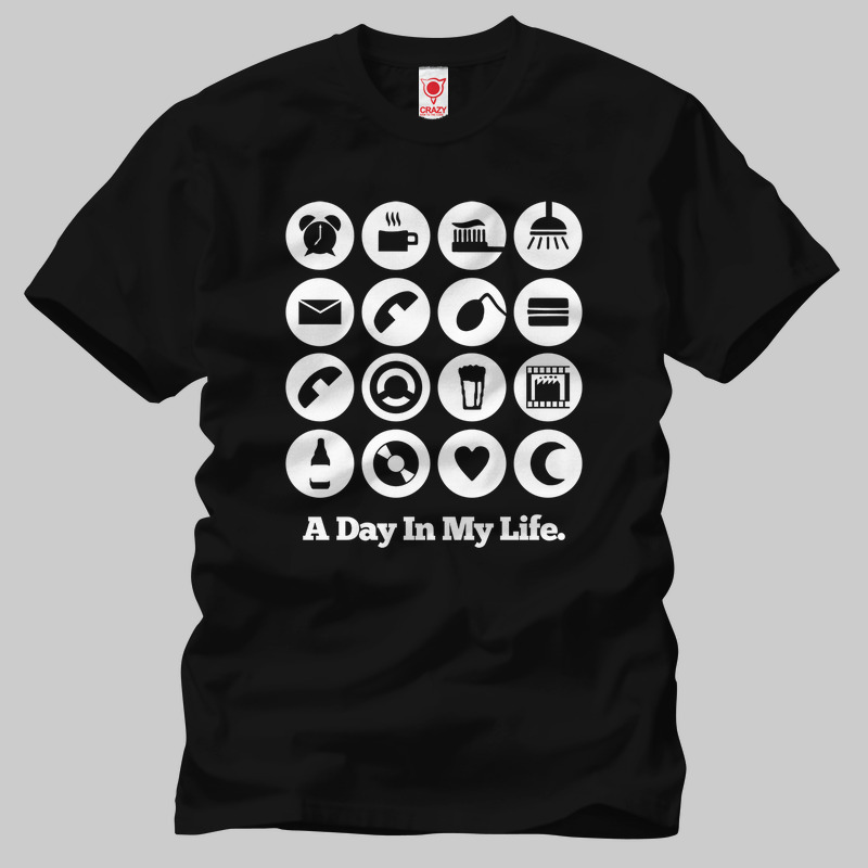TSEC008501, Crazy, A day In My Life, Baskılı Erkek Tişört