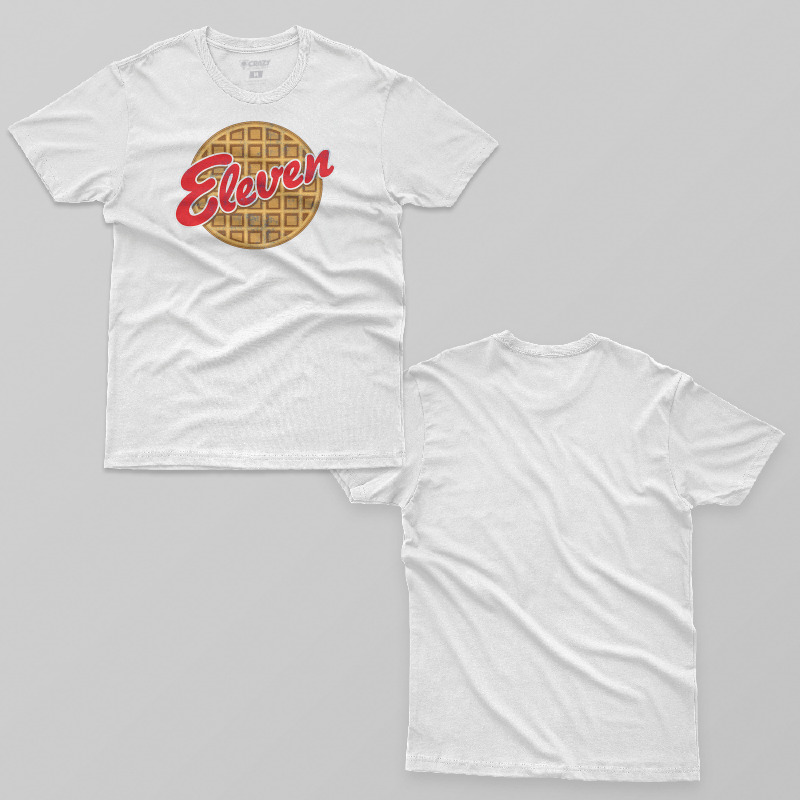 TSEC205606, Crazy, Stranger Things Eleven  Waffle Logo, Baskılı Erkek Tişört