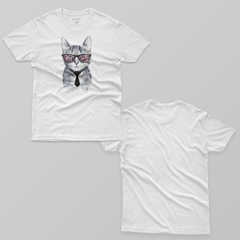 TSEC209106, Crazy, Panka S Smart Cat, Baskılı Erkek Tişört