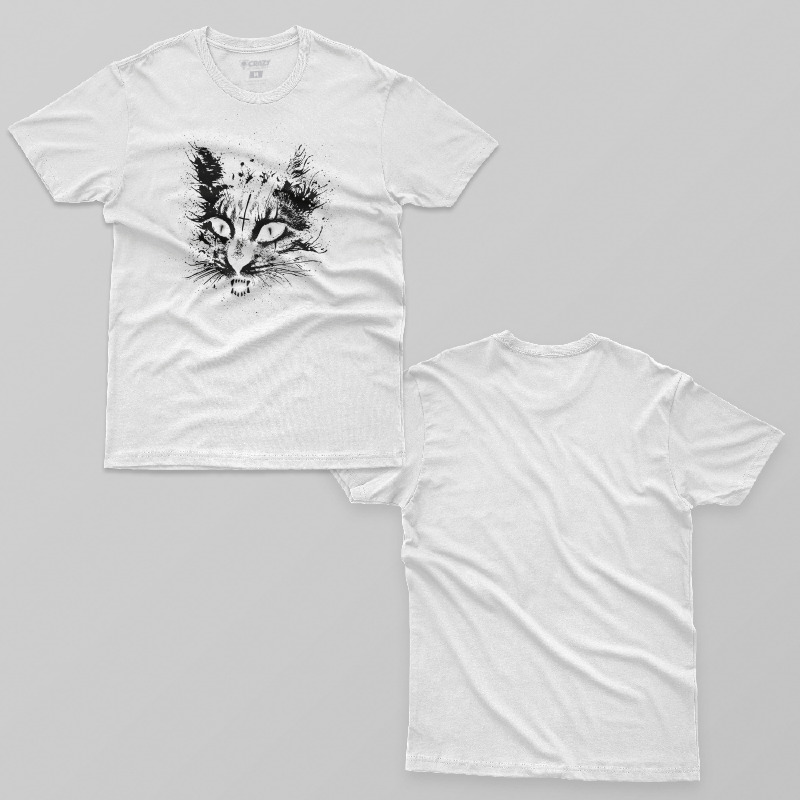TSEC209506, Crazy, Angry Cat, Baskılı Erkek Tişört