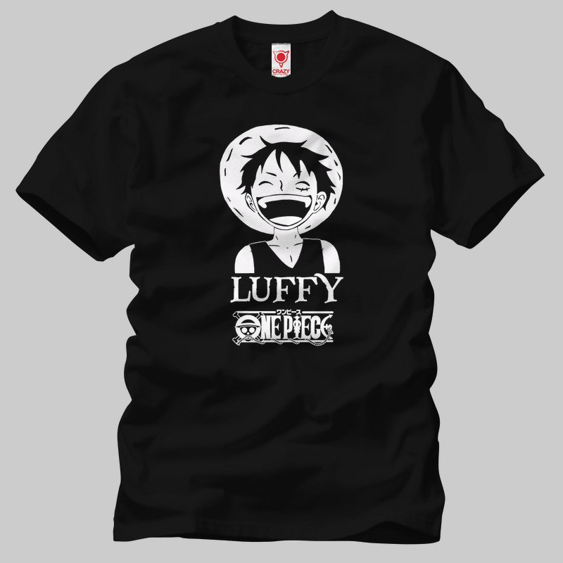 TSEC216301, Crazy, One Piece Luffy Sonrisa, Baskılı Erkek Tişört