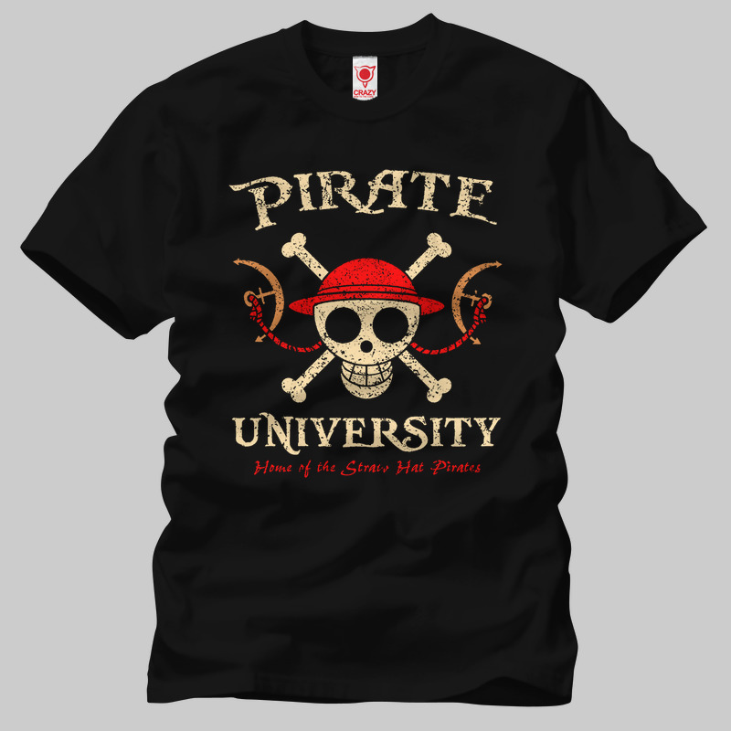 TSEC216801, Crazy, One Piece Pirate University, Baskılı Erkek Tişört