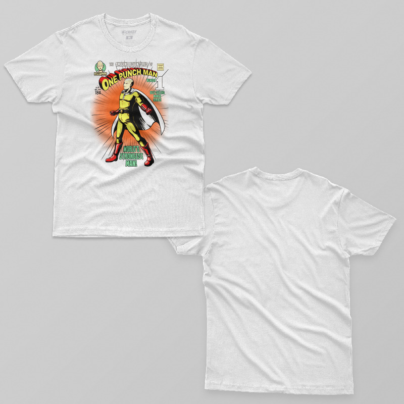 TSEC217706, Crazy, One Punch Man Poster, Baskılı Erkek Tişört