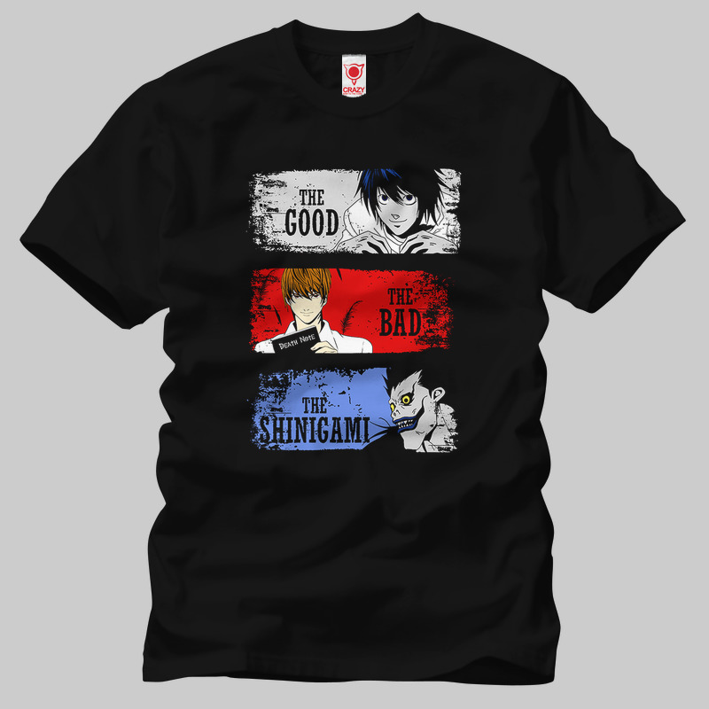 TSEC219501, Crazy, Death Note The Good The Bad The Shinigami, Baskılı Erkek Tişört