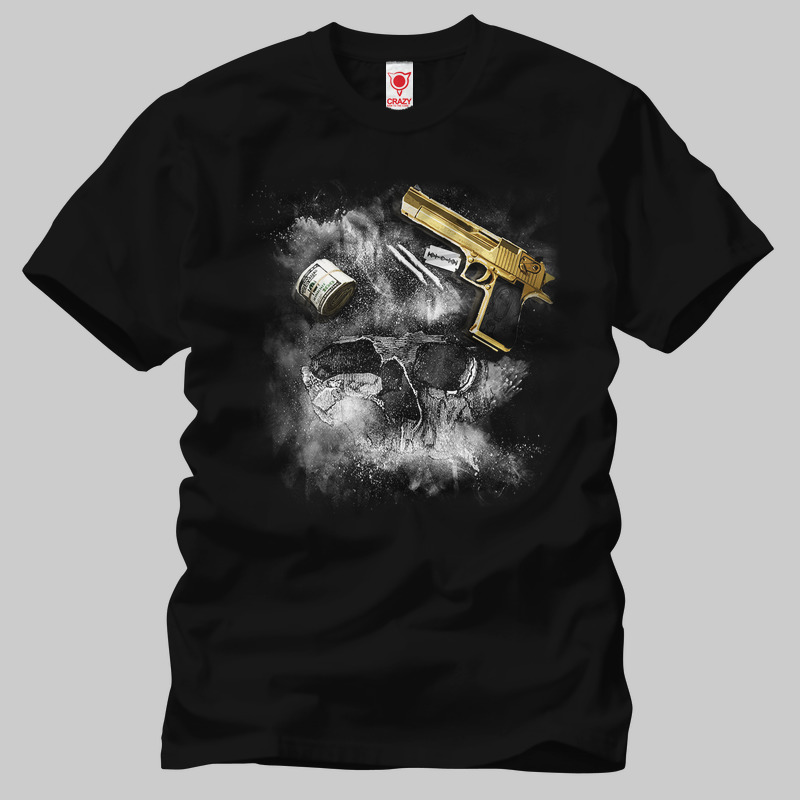 TSEC220401, Crazy, Narcos Escobar Gun, Baskılı Erkek Tişört