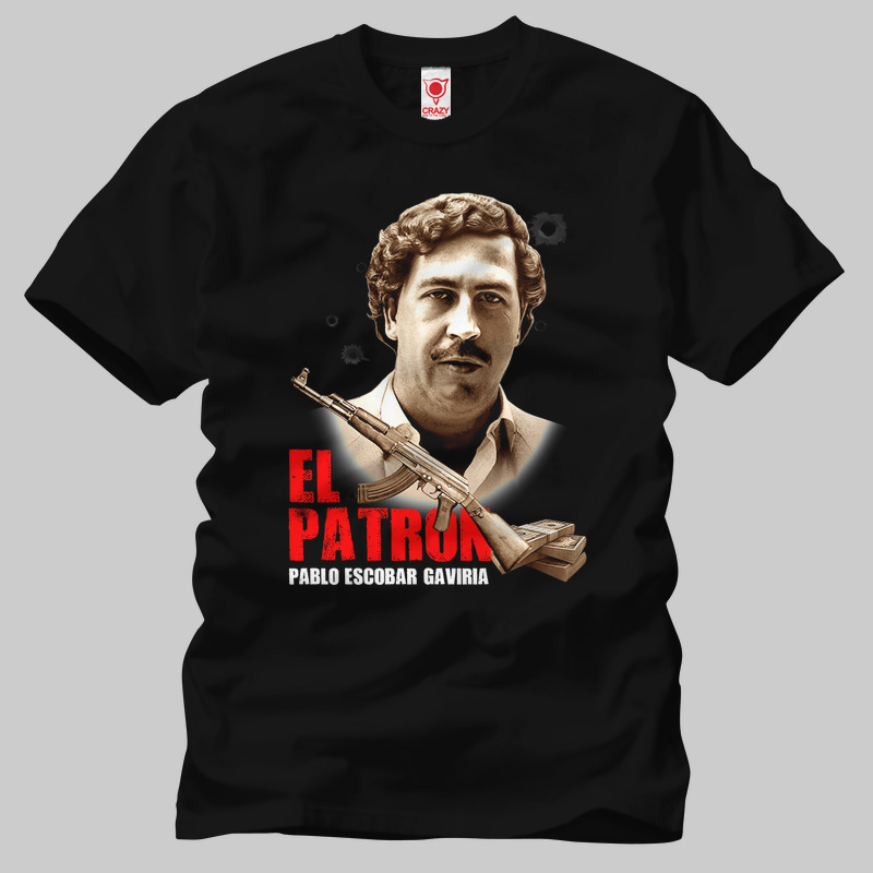 TSEC220801, Crazy, Narcos Pablo Escobar Gaviria, Baskılı Erkek Tişört