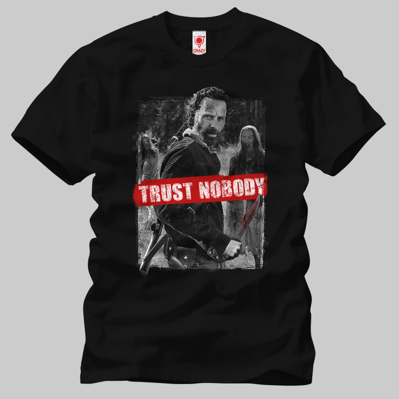 TSEC222501, Crazy, The Walking Dead Trust Nobody, Baskılı Erkek Tişört