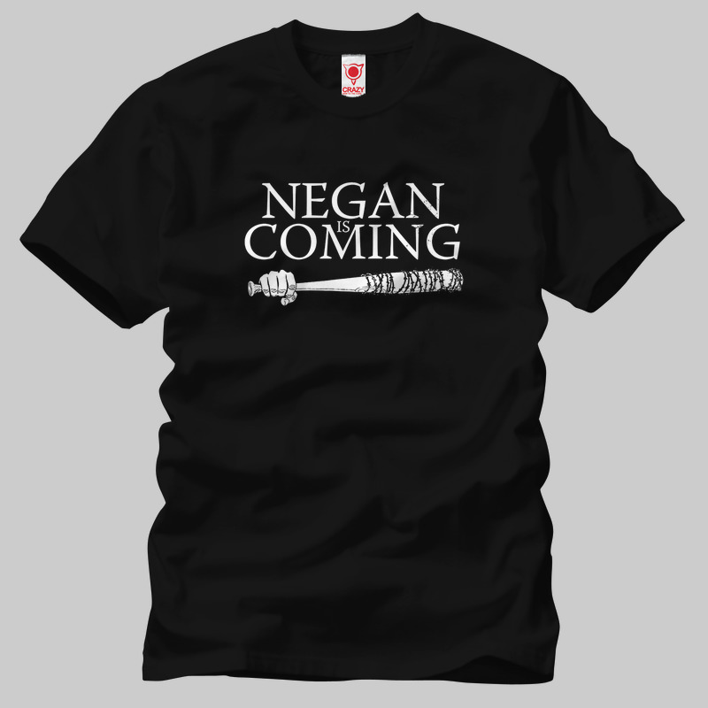 TSEC222601, Crazy, Walking Dead Negan Is Coming, Baskılı Erkek Tişört
