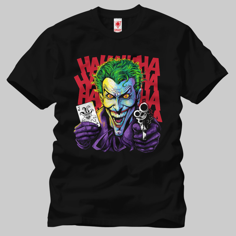 TSEC223001, Crazy, Joker Hahahahaha, Baskılı Erkek Tişört