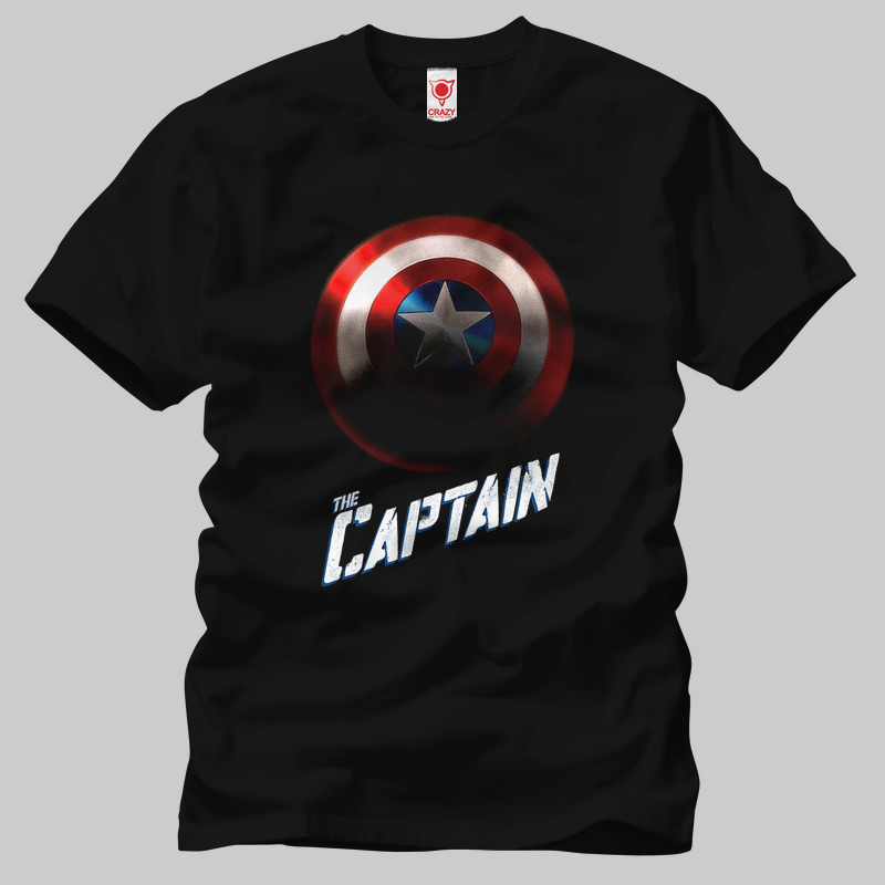 TSEC230701, Crazy, Marvel Captain America The Captain, Baskılı Erkek Tişört