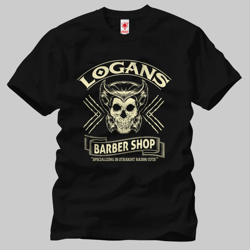 TSEC231501, Crazy, Marvel Logans Barber Shop, Baskılı Erkek Tişört