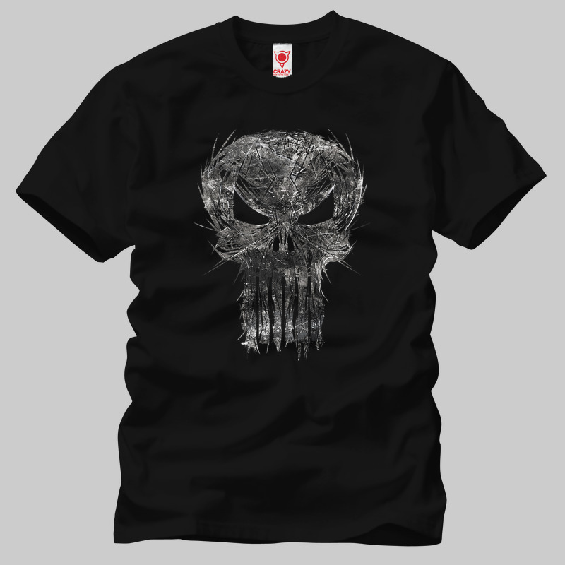 TSEC235501, Crazy, The Punisher Logo Sketch, Baskılı Erkek Tişört