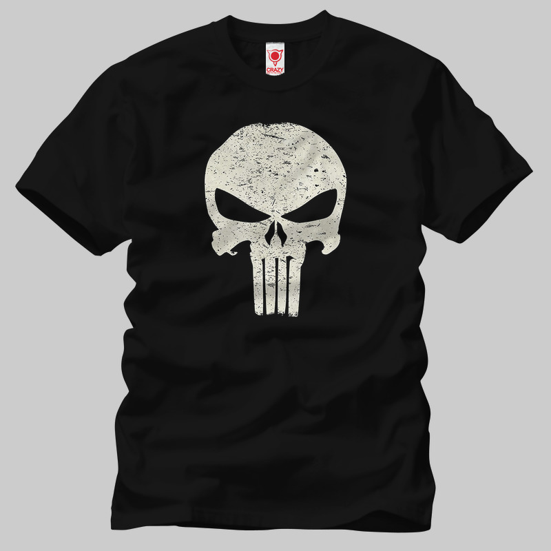 TSEC235801, Crazy, The Punisher Skull Symbol, Baskılı Erkek Tişört