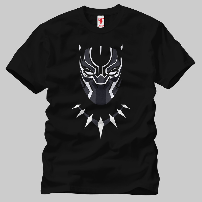 TSEC239001, Crazy, The Black Panther Tchalla Mask, Baskılı Erkek Tişört