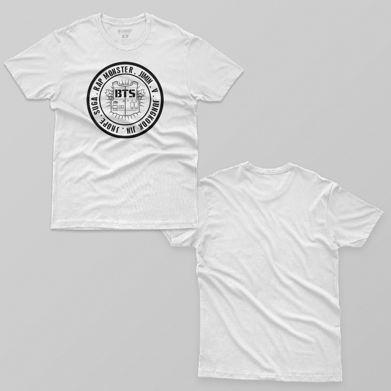 TSEC241906, Crazy, Bts Circle Logo, Baskılı Erkek Tişört