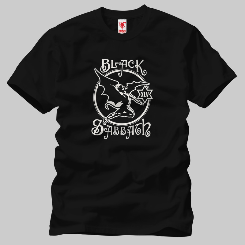 TSEC243701, Crazy, Black Sabbath 45th Anniversary Logo, Baskılı Erkek Tişört