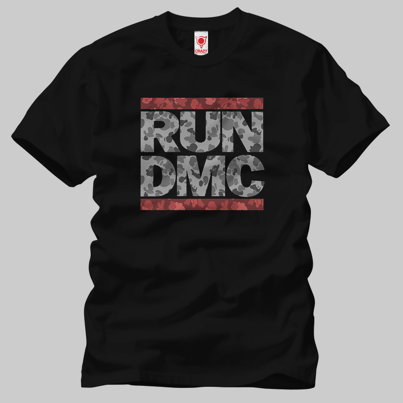 TSEC245501, Crazy, Run Dmc Camo Logo, Baskılı Erkek Tişört