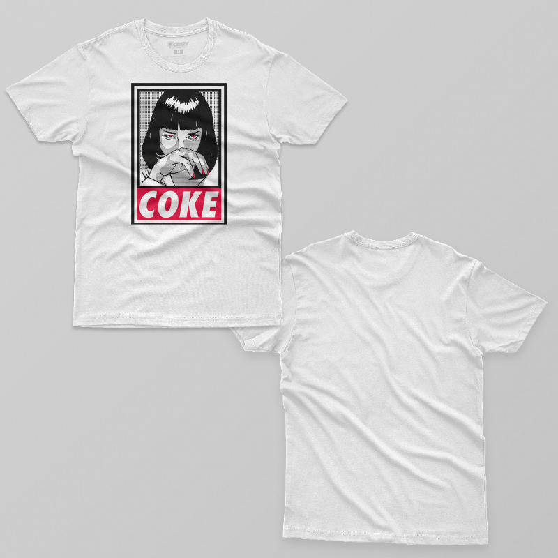 TSEC251506, Crazy, Pulp Fiction Cool Coke, Baskılı Erkek Tişört