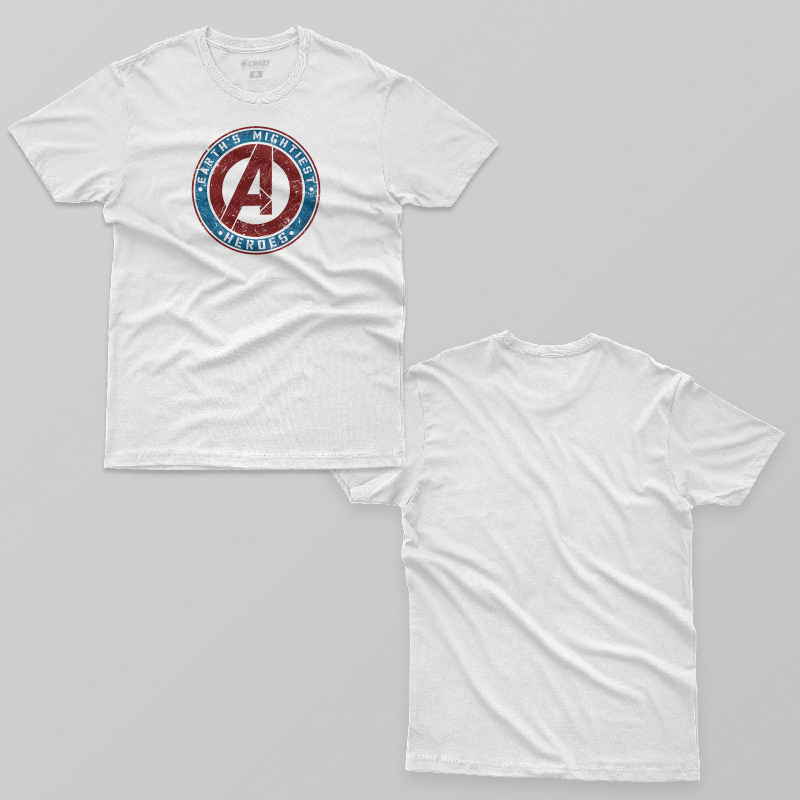 TSEC256806, Crazy, Distressed Avengers Logo, Baskılı Erkek Tişört
