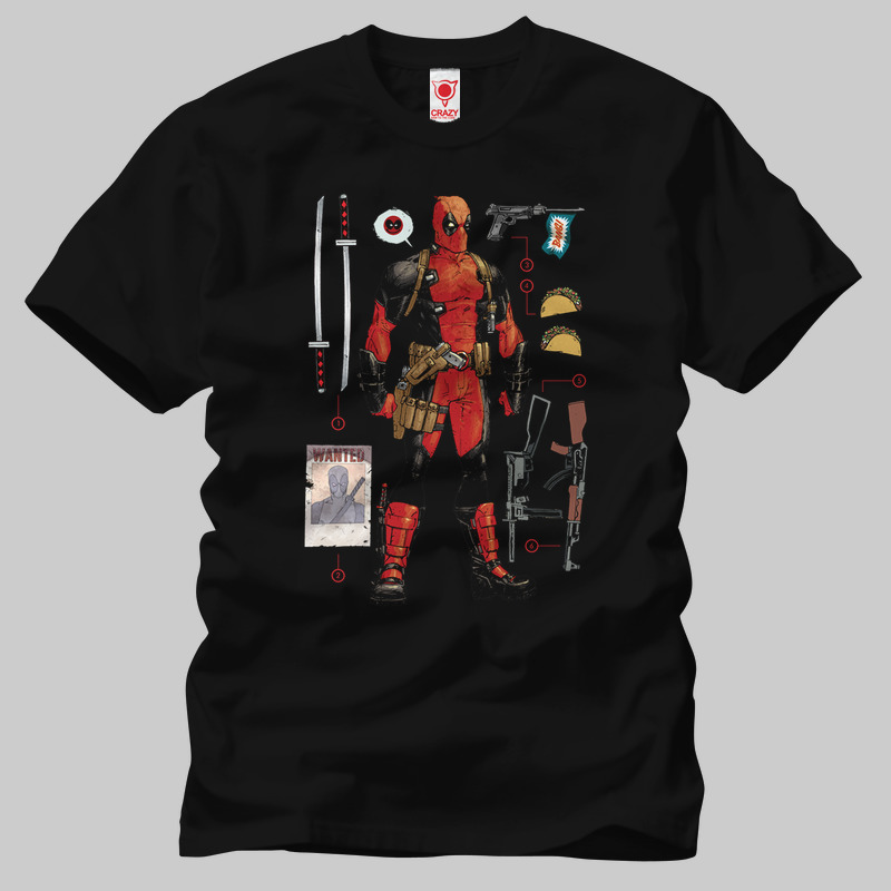 TSEC257101, Crazy, Deadpool Accessories, Baskılı Erkek Tişört