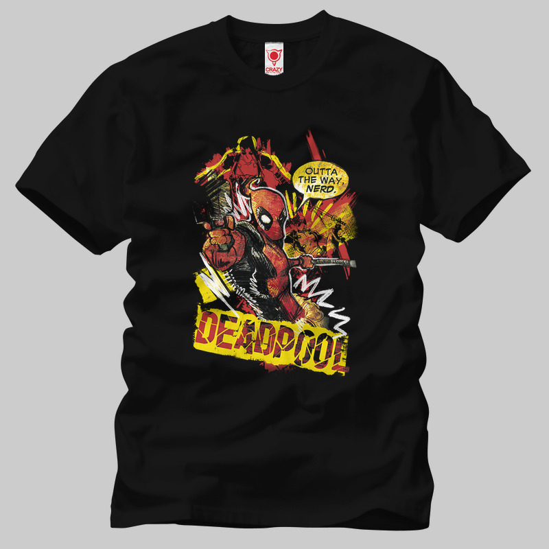 TSEC257201, Crazy, Deadpool Comic Panel, Baskılı Erkek Tişört