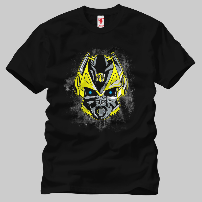 TSEC259801, Crazy, Transformers Bumblebee Head, Baskılı Erkek Tişört