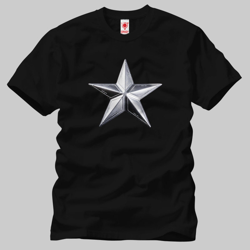 TSEC261701, Crazy, Captain America Star Logo, Baskılı Erkek Tişört