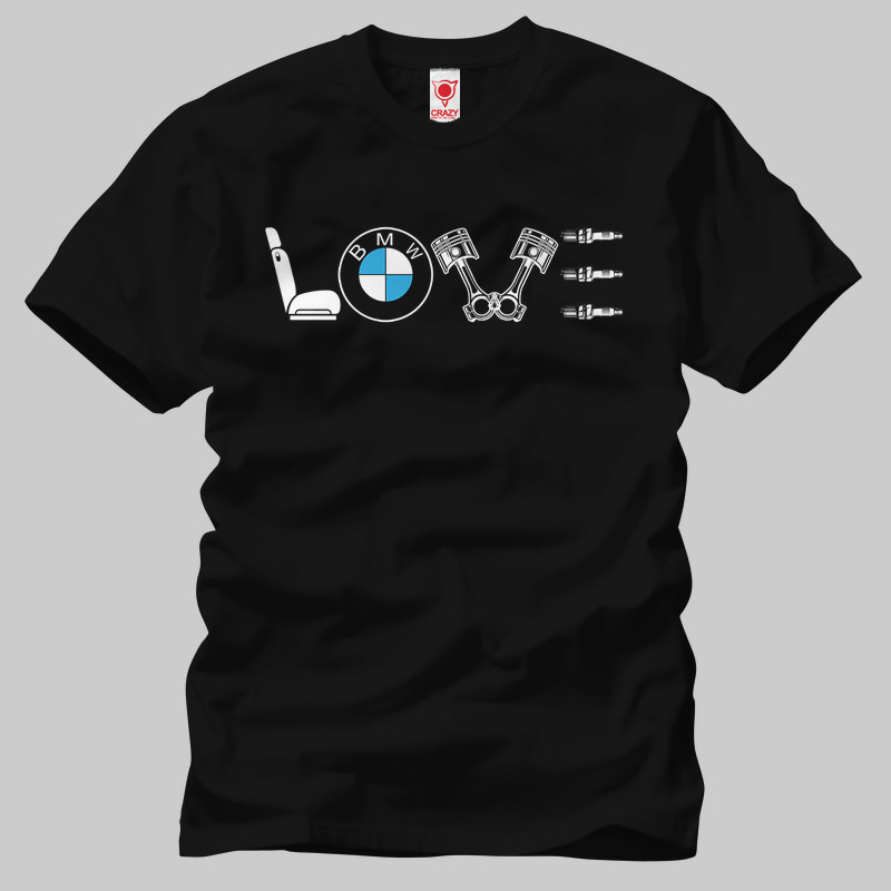 TSEC261801, Crazy, Love Bmw, Baskılı Erkek Tişört