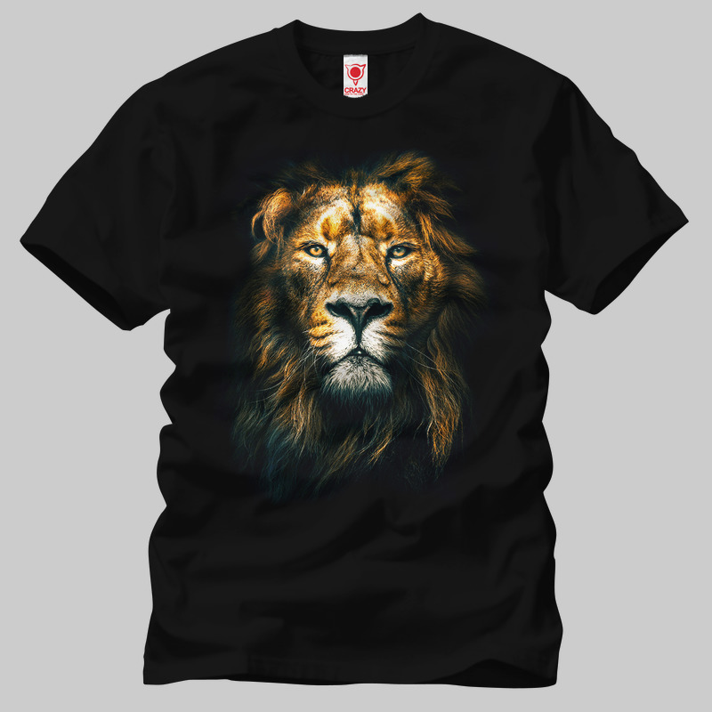 TSEC265601, Crazy, Lion Face, Baskılı Erkek Tişört