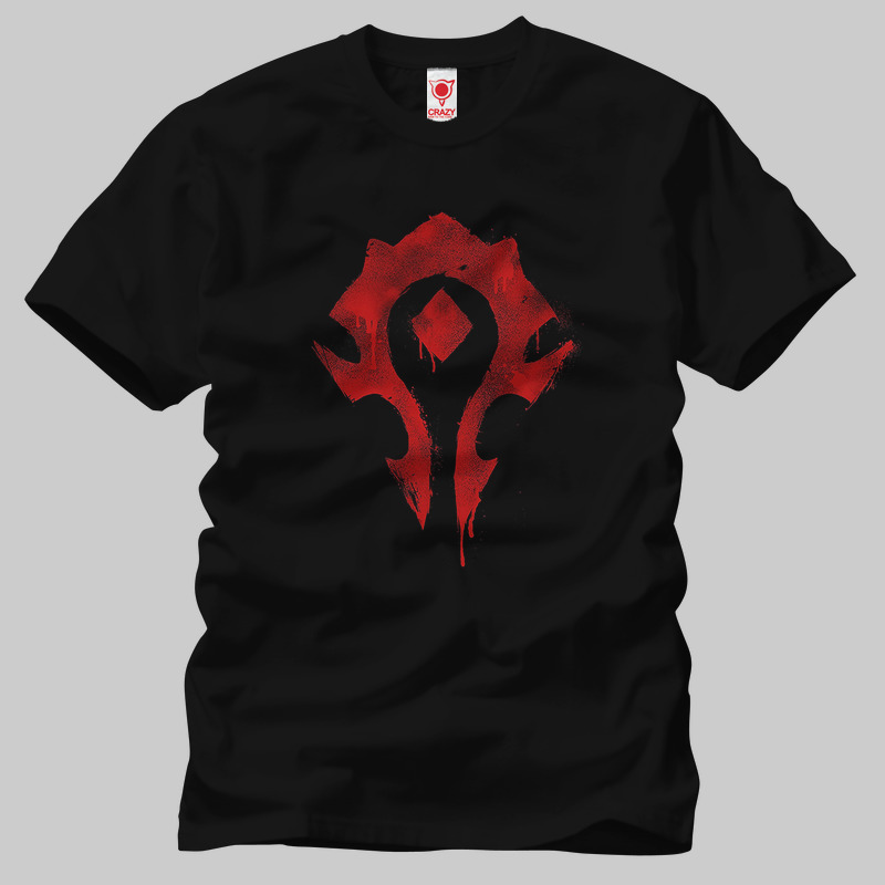 TSEC265701, Crazy, World Of Warcraft Red Logo, Baskılı Erkek Tişört