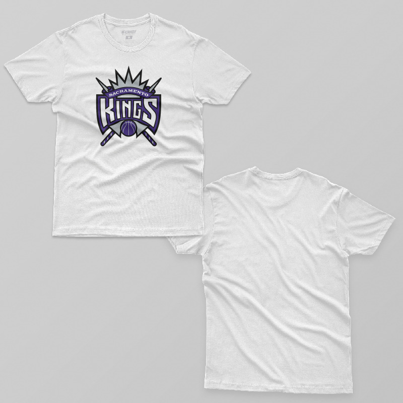 TSEC266206, Crazy, NBA Sacramento Kings Logo, Baskılı Erkek Tişört