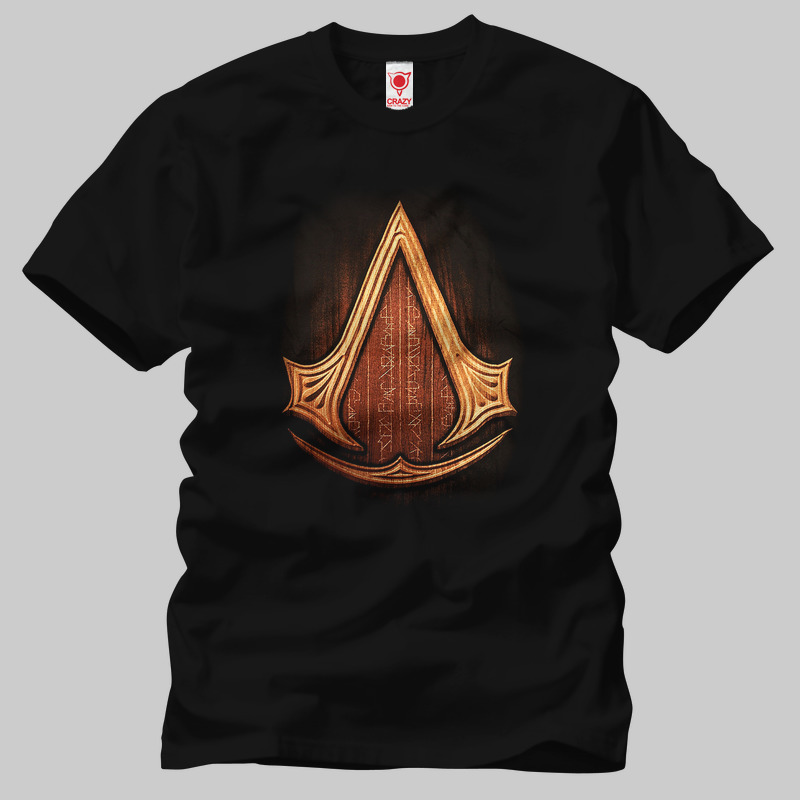 TSEC268501, Crazy, Assassins Creed Insignia Wood, Baskılı Erkek Tişört