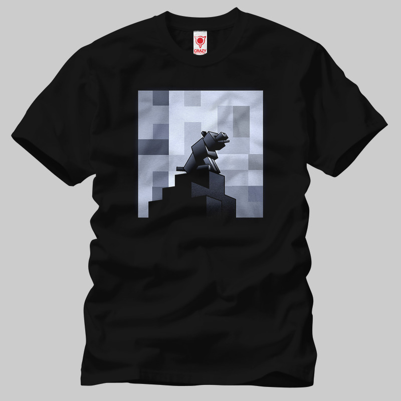 TSEC269801, Crazy, Minecraft  One Wolf Moon, Baskılı Erkek Tişört