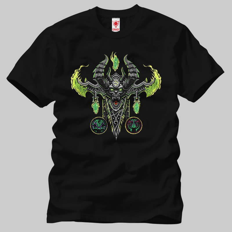 TSEC273401, Crazy, World Of Warcraft Mythic Demon Hunter Class, Baskılı Erkek Tişört