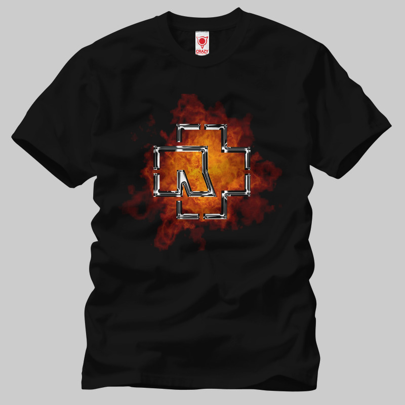 TSEC289401, Crazy, Rammstein Fire Logo, Baskılı Erkek Tişört
