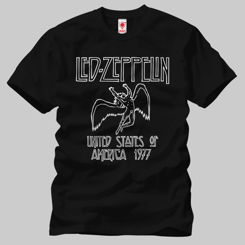 TSEC291601, Crazy, Led Zeppelin Usa 1977, Baskılı Erkek Tişört