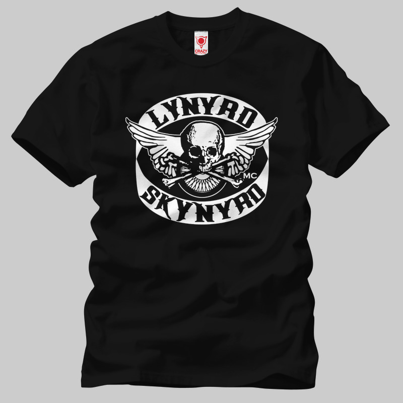 TSEC292101, Crazy, Lynyrd Skynyrd Skull Logo, Baskılı Erkek Tişört