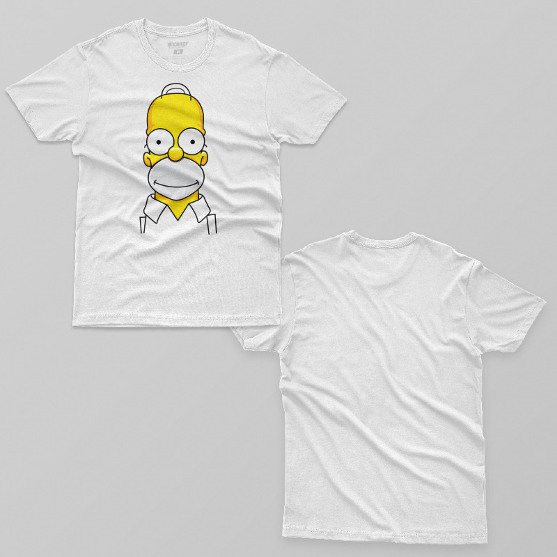 TSEC300006, Crazy, Homer Face, Baskılı Erkek Tişört