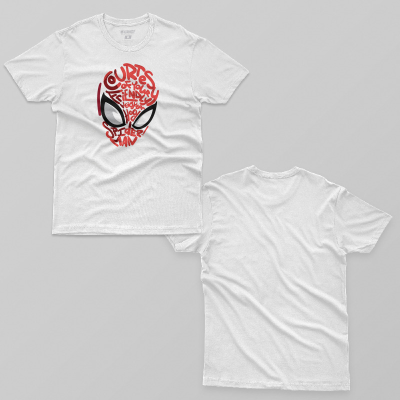 TSEC303506, Crazy, Spiderman Courtesy Quote Typographic Head, Baskılı Erkek Tişört