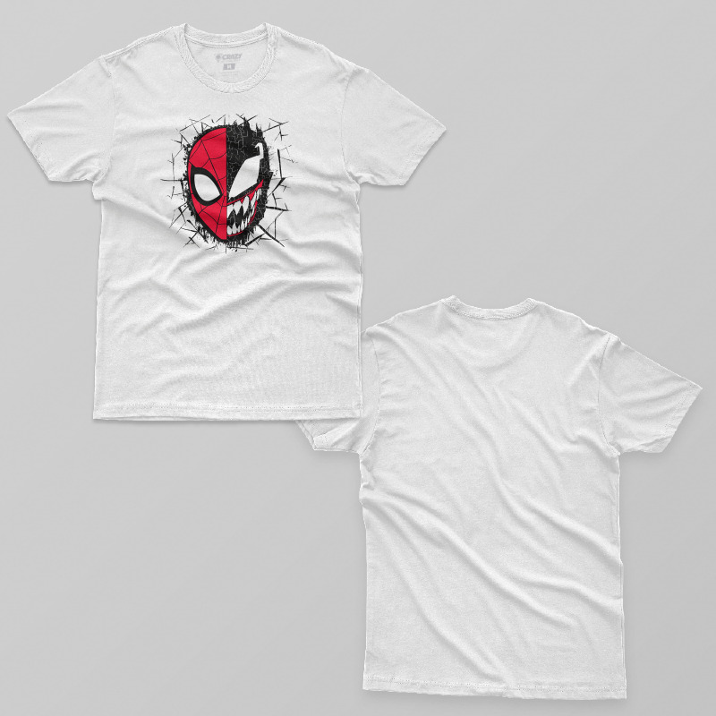TSEC303606, Crazy, Spiderman Dual Venom Face, Baskılı Erkek Tişört