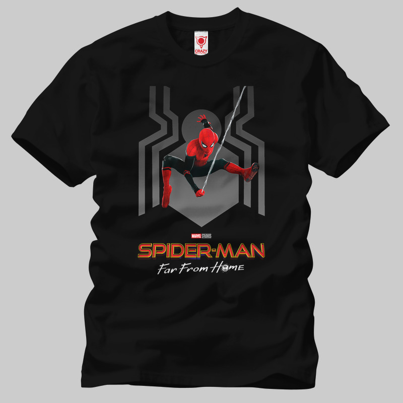 TSEC303801, Crazy, Spiderman Far From Home Poster, Baskılı Erkek Tişört