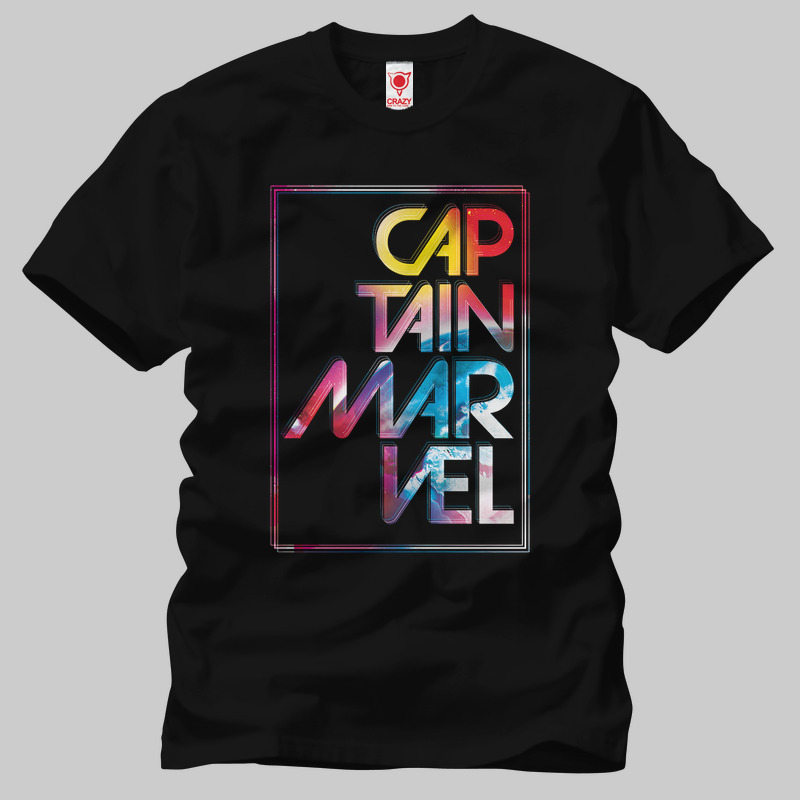 TSEC305301, Crazy, Captain Marvel Colorful Planetary Horizon, Baskılı Erkek Tişört