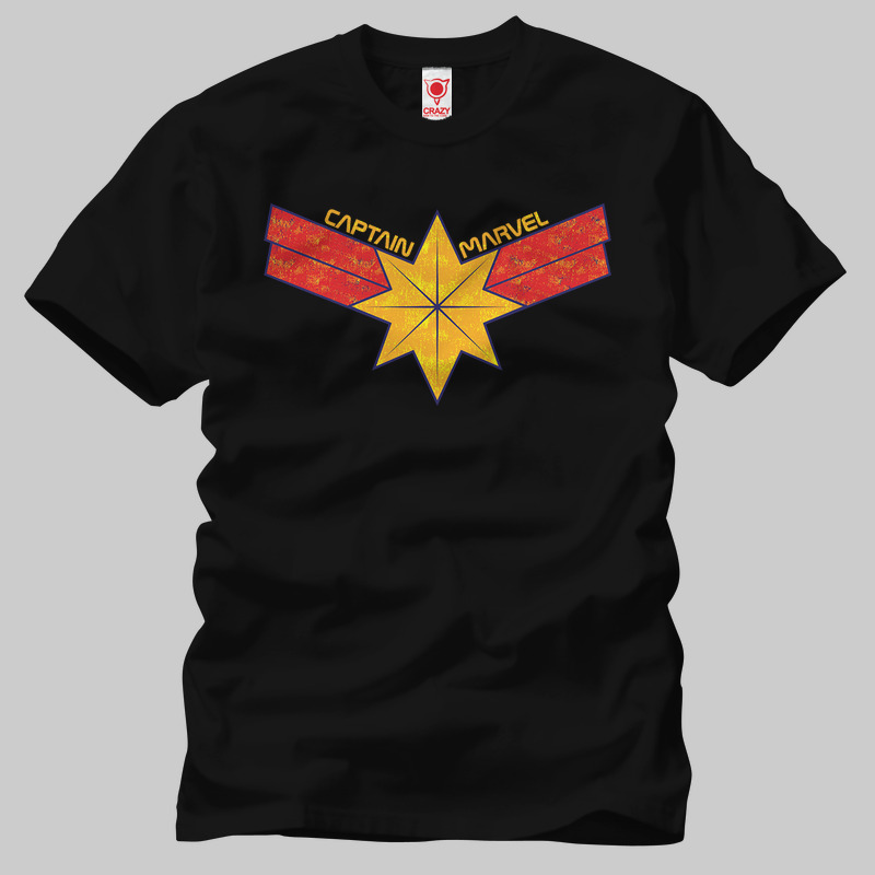 TSEC305601, Crazy, Captain Marvel Hala Star Symbol, Baskılı Erkek Tişört