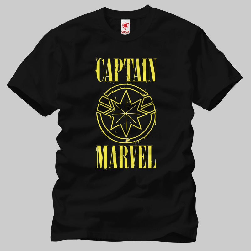TSEC305901, Crazy, Captain Marvel Retro Captain Marvel Logo, Baskılı Erkek Tişört