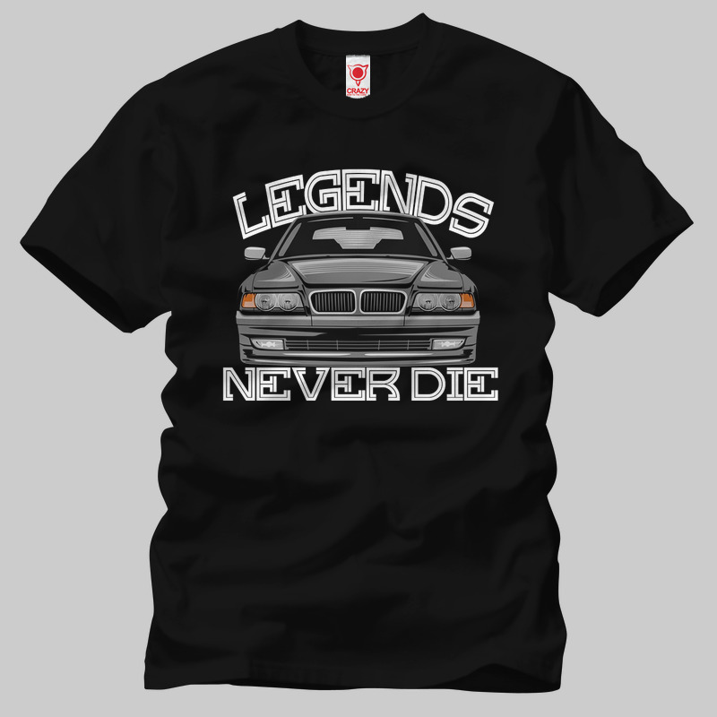 TSEC312201, Crazy, Bmw E38 Legends Never Die, Baskılı Erkek Tişört