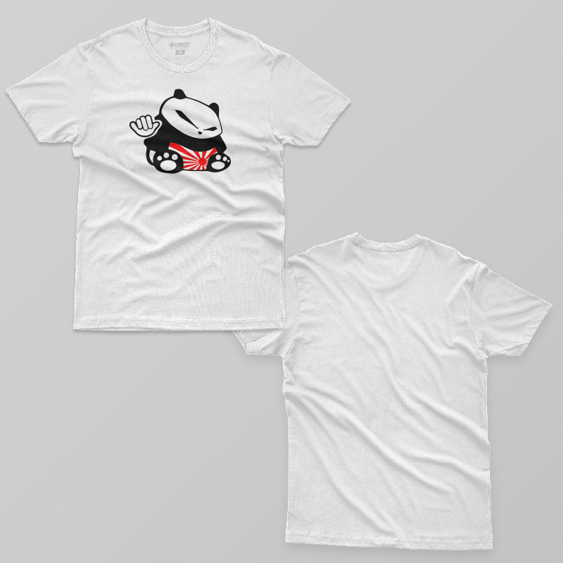 TSEC318306, Crazy, Jdm Panda Domo Japan Flag, Baskılı Erkek Tişört