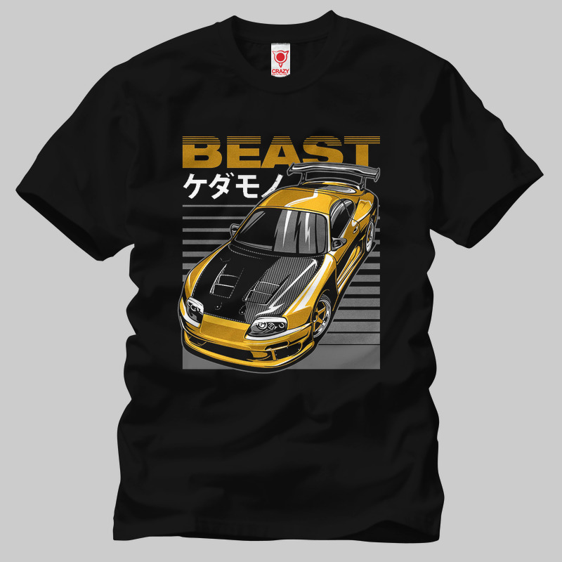 TSEC325001, Crazy, Toyota Supra Beast, Baskılı Erkek Tişört